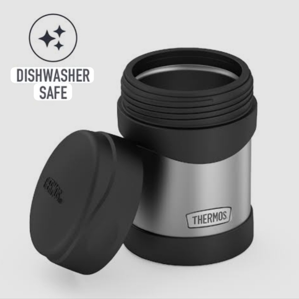 THERMOS Thermax Funtainer 10oz Vacuum Insulated Jar Mug Stainless Steel Black